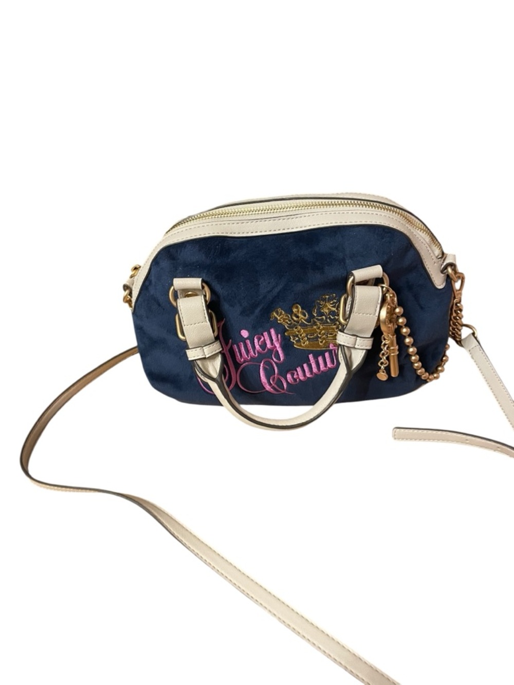 Juicy Couture Navy Cream Crossbody Bag key to the juicy dome satchel